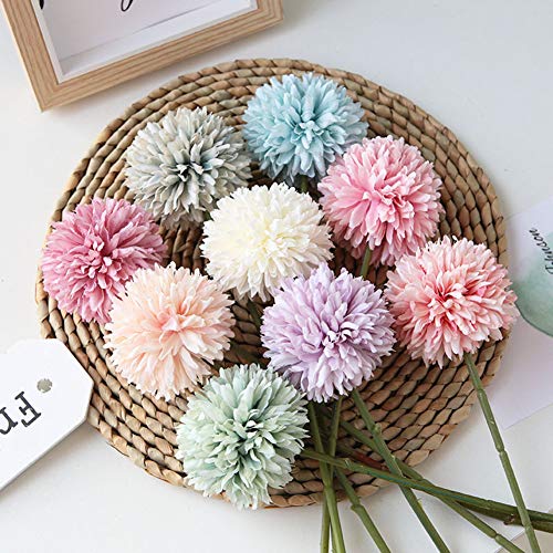 Artificial Flowers Chrysanthemum Ball Flowers Bouquet 10pcs Present for Important People Glorious Moral for Home Office Coffee House Parties and Wedding(Light Pink)