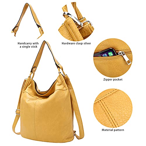 Purse for Women Convertible Backpack Purses and Handbags Crossbody Shoulder Bag - Yellow