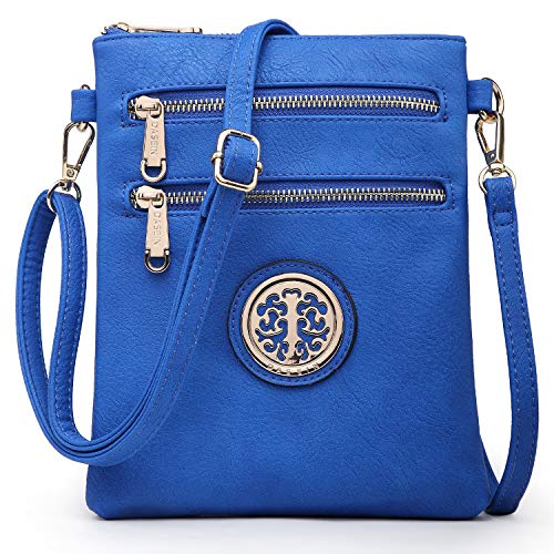 Dasein Women Small Crossbody Bag Lightweight Shoulder Purses Multi Zipper Pockets Phone Purse Handbag (royal blue)