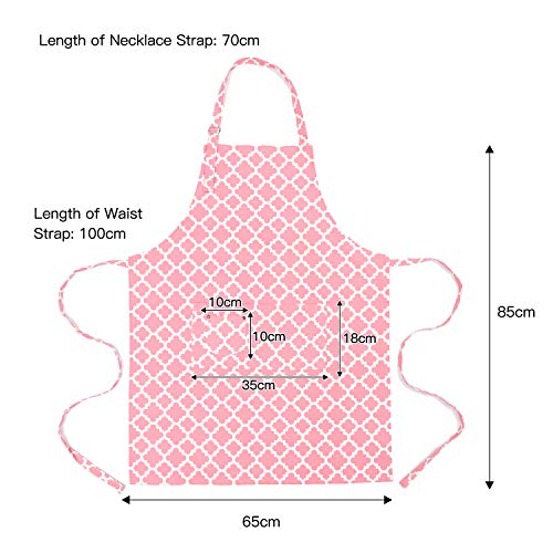 LessMo Kitchen Cooking Aprons with 3 Pockets for Men Women - Cotton Adjustable Professional Grade Chef Apron for Kitchen, BBQ & Grill (Pink)