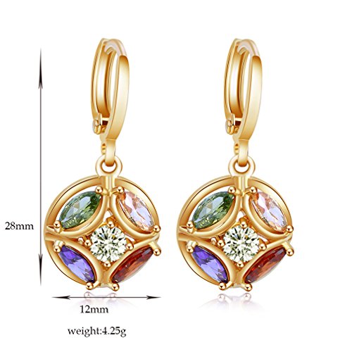 YAZILIND 18K Gold Plated Cubic Zirconia Hoop Huggies Earrings Ball Dangle Drop Earrings for Women