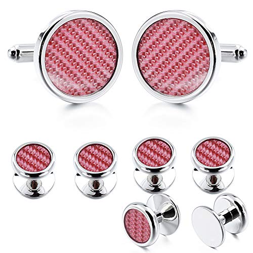 HAWSON Carbon Fiber Cuff links and Tuxedo Studs Set - Wedding Business Gift