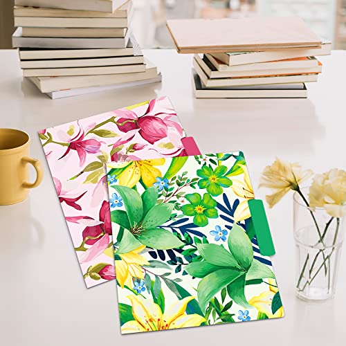 Floral Decorative File Folders, 1/3 Cut Tabs,, Letter Size for Office, School and Home, Set of 12