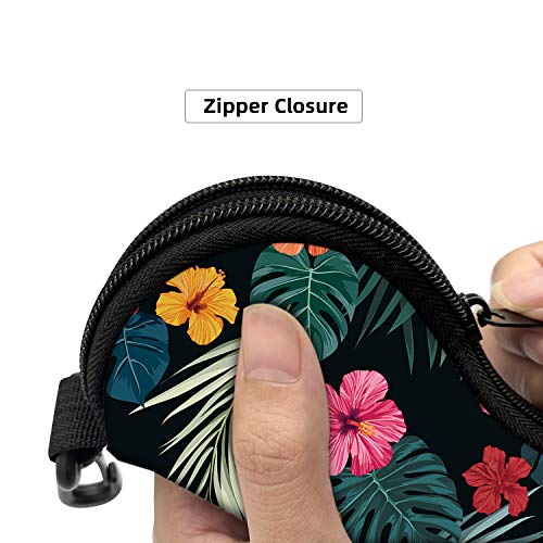 ZAXMEY Sunglasses Soft Case with Carabiner Ultra Light Neoprene Zipper Eyeglass,Palm Leaf