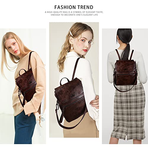 Backpack purse for women casual fashion vegan leather shoulder bag ladies top handle zipper magnetic flap backpack…