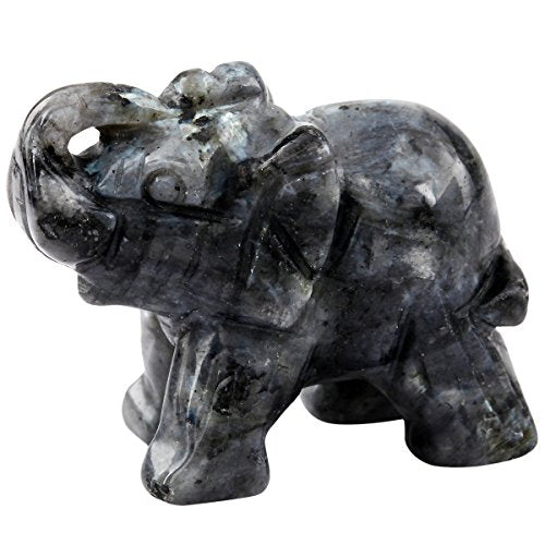SUNYIK Labradorite Elephant Pocket Statue Kitchen Guardian Healing Figurine Decor 1.5"