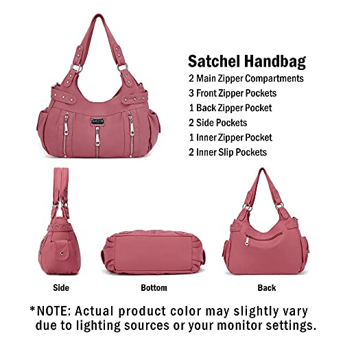 Scarleton Satchel Handbag for Women, Ultra Soft Washed Vegan Leather Crossbody Bag, Shoulder Bag, Tote Purse, H129205A, Dark Pink