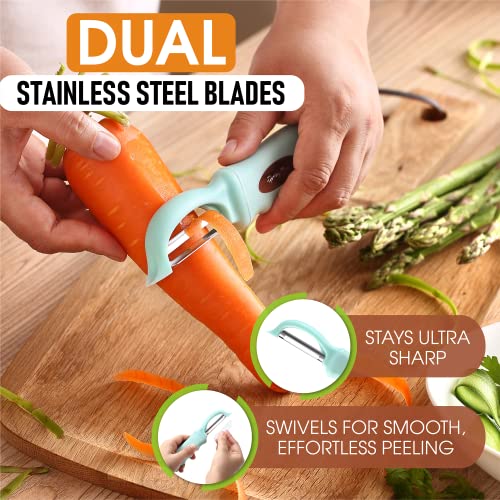 Spring Chef Premium Swivel Vegetable Peeler, Soft Grip Handle and Ultra Sharp Stainless Steel Blades - Perfect Kitchen Peeler For Veggie, Fruit, Potato, Carrot, Apple - Mint