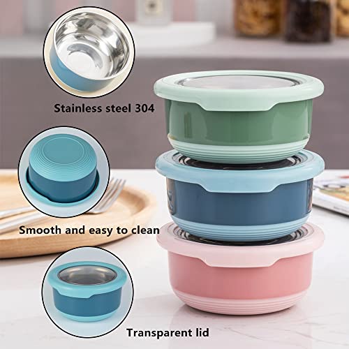 Lille Home 7.5 OZ Dressing Containers for Condiments, Salad Dressing, Dips, Snacks, Stainless Steel Dipping Sauce Cups, Mini Food Storage Containers with Lid, Set of 3, Leakproof, BPA Free