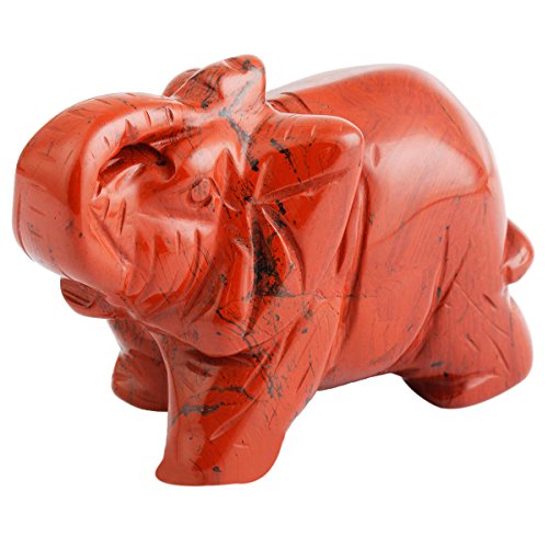 SUNYIK Red Jasper Elephant Pocket Statue Kitchen Guardian Healing Figurine Decor 1.5