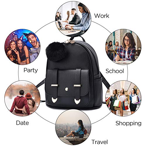 Girls Fashion Mini Pompom Leather Backpack Purse Shoulder Bag  (13 colors)