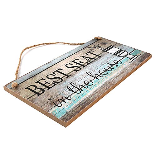 Funny "Best Seat in the House" Rustic Farmhouse Bathroom Wall Decor Wood Plaque