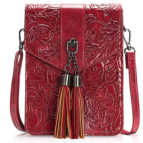 MEITRUE Women Phone Purse Bag Small Crossbody Bags Ladies Mini Cell phone Purse Wallet Tassels Embossed Bag for Girls