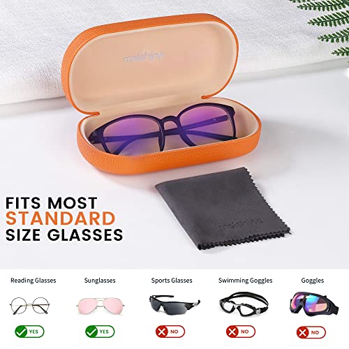 molshine Hard Shell Leather Sunglasses Case,Classic Large Glasses Case for Women Men,Sunglass Eyeglasses (Orange)