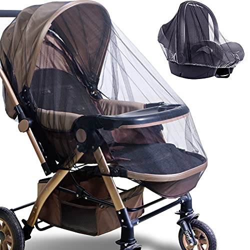 Mosquito Net for Stroller - 2 Pack Durable Baby Stroller Mosquito Net - Perfect Bug Net for Strollers, Bassinets, Cradles, Playards, Pack N Plays and Portable Mini Crib (Black) … …