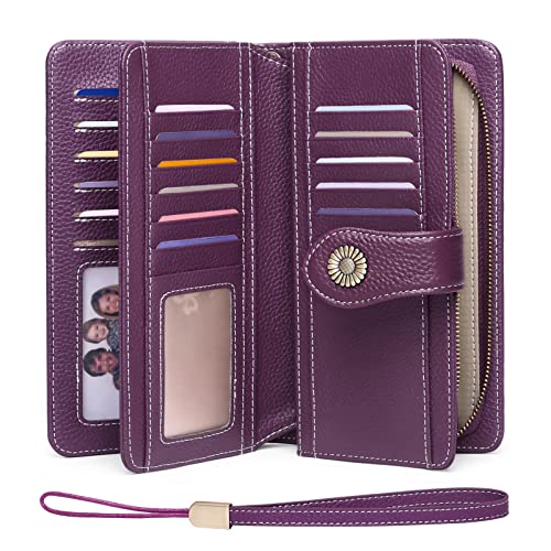 FALAN MULE Women's Wallet Genuine Leather RFID Blocking Large Capacity Trifold Ladies Wallet