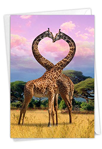 Kissing Giraffes "Happy Anniversary" Greeting Card with Envelope