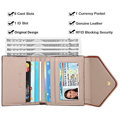 Lavemi RFID Blocking Small Compact Leather Wallets Credit Card Holder Case for Women(Envelope Brown)
