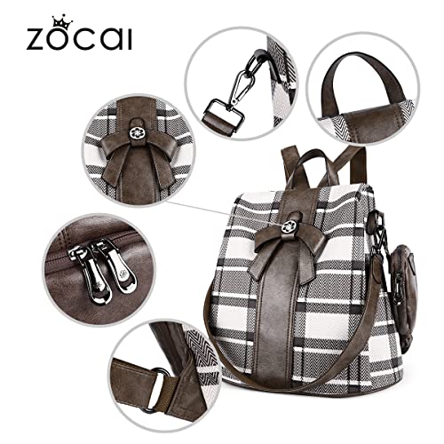 ZOCAI Backpack Purse for Women Fashion Backpack Purses PU Leather Daypacks Anti-Theft Shoulder Bag Satchel Purse(Khaki)