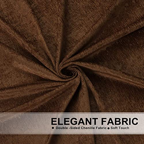 ELKCA Thick Chenille Window Curtains Valance for Living Room Chocolate Waterfall Valance for Bedroom Small Window Treatment, Rod Pocket,1 Panel (Chocolate, W39inch)