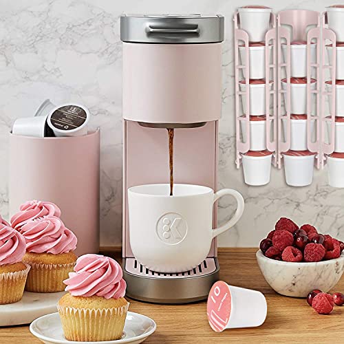 STORAGENIE Coffee Pod Holder for Keurig K-cup, Side Mount K Cup Storage, Perfect for Small Counters(Pink)