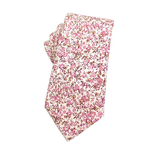 Mantieqingway Men's Cotton Floral Neck Tie 2.56'' Printed Skinny Tie