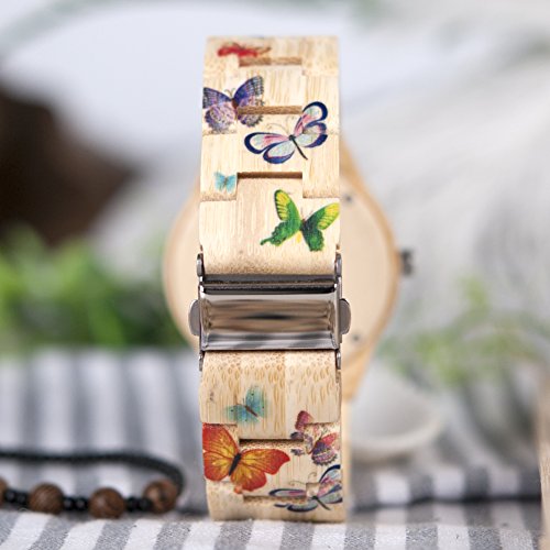 Women's Bright Butterfly Engraved Handmade Wooden Bamboo Watch