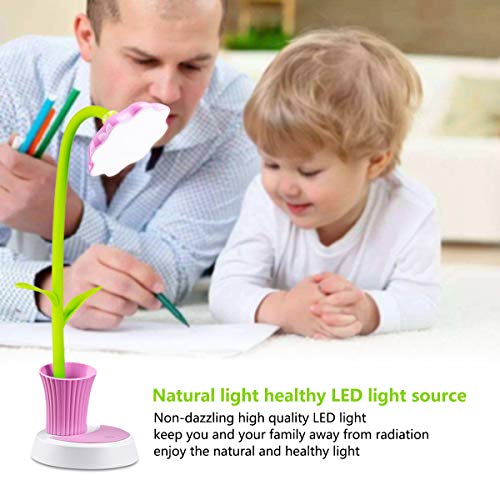 Sunflower LED Adjustable Brightness Desk Lamp for Kids, Pink