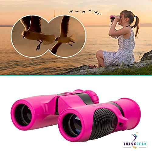 Binoculars for Kids High Resolution 8x21 - Pink Compact High Power Kids Binoculars for Bird Watching, Hiking, Hunting, Outdoor Games, Spy and Camping Gear, Learning, Outside Play, Boys, Girls - Pink and Caboodle