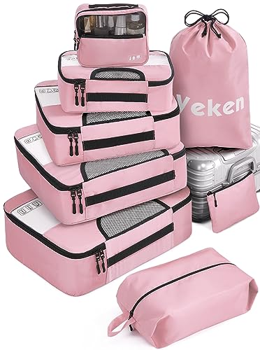 8 Set Packing Cubes for Suitcases and Carry On, Organizers for Travel Essentials  (20 colors)