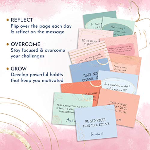 Motivational Calendar - Daily Flip Calendar with Inspirational Quotes, Pink Desk Decor