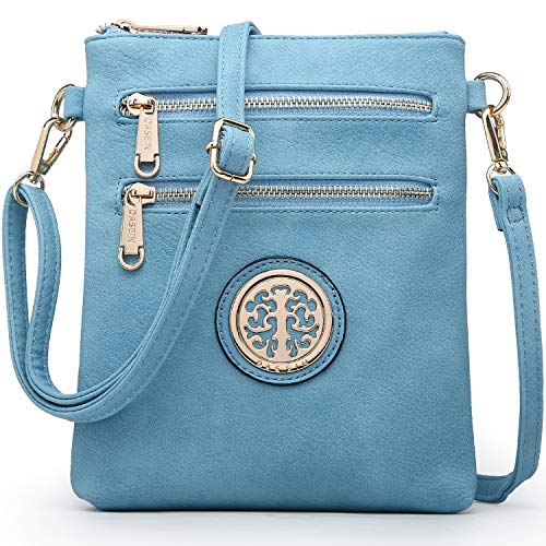 Dasein Women Small Crossbody Bag Lightweight Shoulder Purses Multi Zipper Pockets Phone Purse Handbag (light blue)
