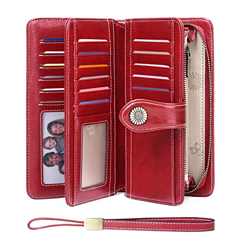 FALAN MULE Women's Wallet Genuine Leather RFID Blocking Large Capacity Trifold Ladies Wallet
