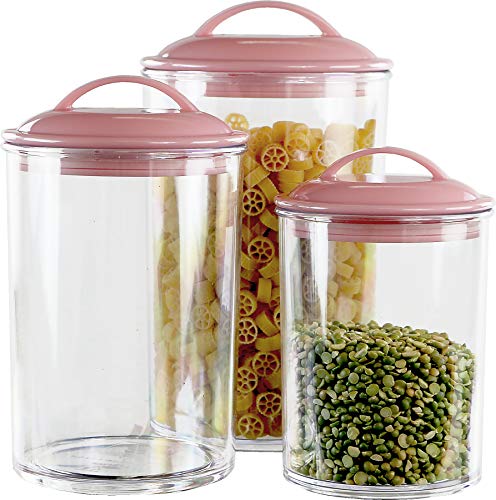 6-Pc Durable Acrylic Kitchen Canister Set, Pink