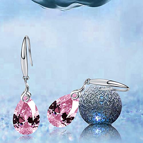 S925 Sterling Silver 12mm Naked Drill Swarovski Element Crystal Earrings, Pink Crystal
