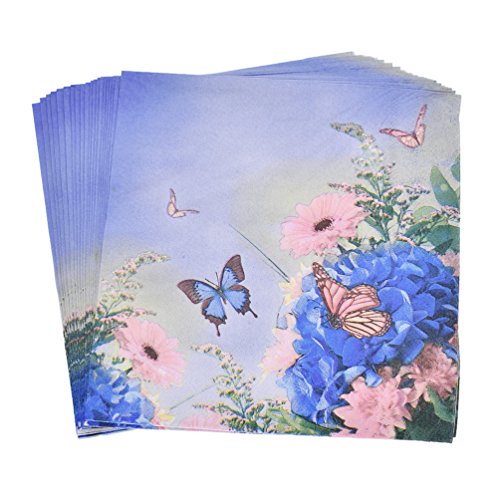 Towashine Colorful Butterfly Floral Napkins Paper Decorative for Wedding Dinner Luncheon Party, 20 Count 2-Ply, 13 x 13 Inch