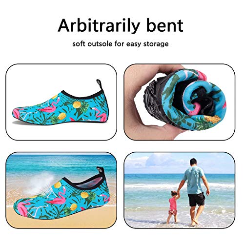 Water-Shoes-Swim-Shoes Quick-Dry Barefoot Aqua-Socks-Beach-Shoes for Pool Yoga Surf for Women-Men(Flamingo pineapple-34/35)