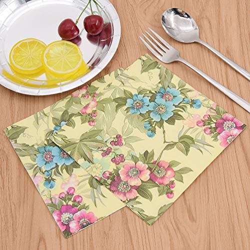 Towashine Vintage Floral Printed Paper Napkins Serviettes Luncheon Napkins Decorative Decoupage for Wedding Dinner Tea Party Crafts, 20 Count, 13x13 Inch