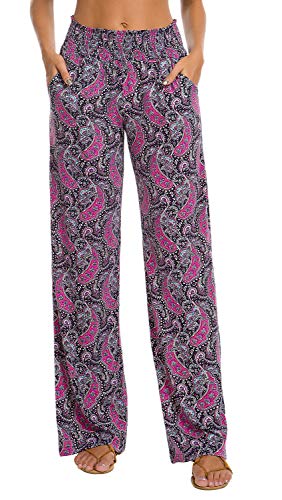 Urban CoCo Women's Boho Palazzo Pants Wide Leg Lounge Pants (S, 8)