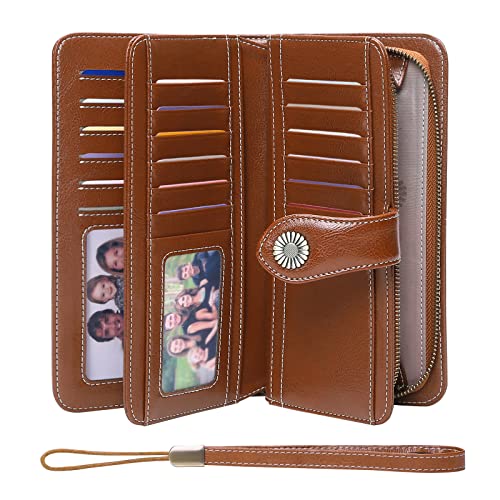 FALAN MULE Women's Wallet Genuine Leather RFID Blocking Large Capacity Trifold Ladies Wallet