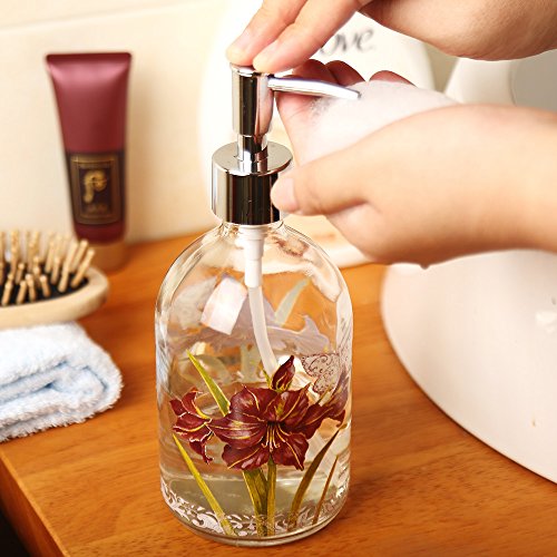 Glass Soap Dispenser Bottle 17 ounces with Plastic Pump