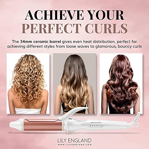 Curling Iron, Ceramic Hair Curler- 1.25 Inch Barrel Curling Wand for All Hair Types, 212°F-424°F Adjustable Temperature, Rose Gold