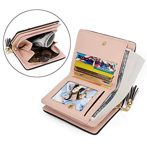 UTO Women PU Leather Small Wallet Cat Pendant Card Phone Holder Zipper Coin Purse Zoey Black