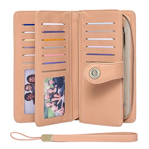 FALAN MULE Women's Wallet Genuine Leather RFID Blocking Large Capacity Trifold Ladies Wallet