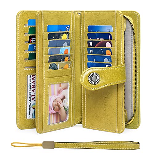 FALAN MULE Women's Wallet Genuine Leather RFID Blocking Large Capacity Trifold Ladies Wallet