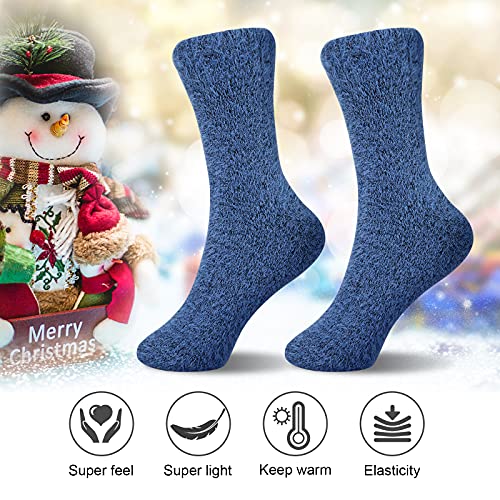 Fuzzy Socks Women, ICEIVY Soft Knit Wool Winter Thick Warm Cabin Fuzzy Crew Women Socks 5 Pack (Multicolor-A)