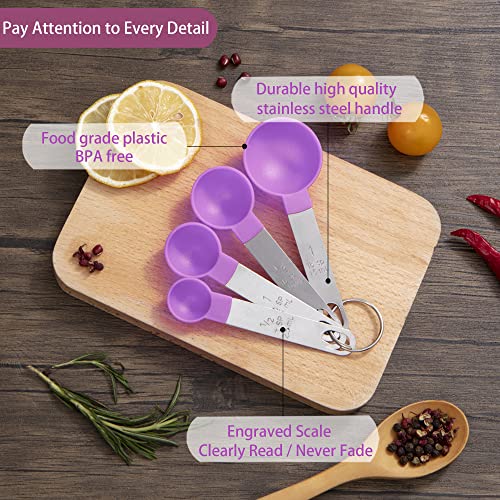 Measuring Cups and Spoons Set, 8 PCS Stackable Measuring Spoons with  Stainless S