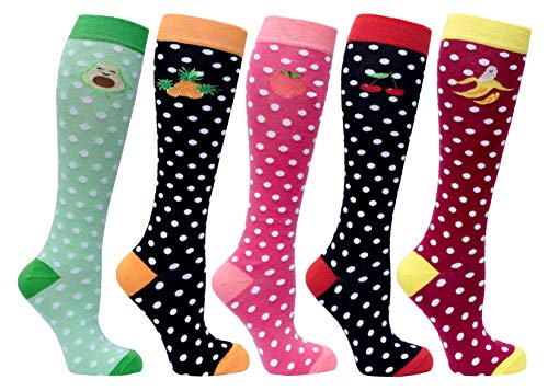 Socks n Socks-Women's 5 Pairs Colorful Luxury Cotton Funky Juicy Fruits Socks