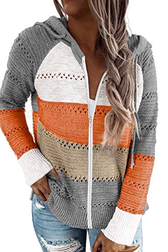 Cute TriColor Block V-Neck Long Sleeve Lacy Knit Pullover Hoodie Sweatshirt, Sizes to 3XL  (9 colors)