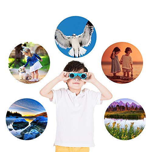 Kids Binoculars 8x21 High-Resolution Real Optics Compact Binoculars Kids Toy for Boys and Girls,Small Telescope for Kids Bird Watching, Travel, Safari, Adventure, Outdoor Fun (Blue)